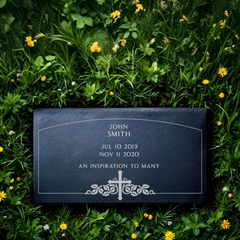 24x12x3 Black Granite Flat Headstone – Deep Sandblasted Engraving, No Lasering
